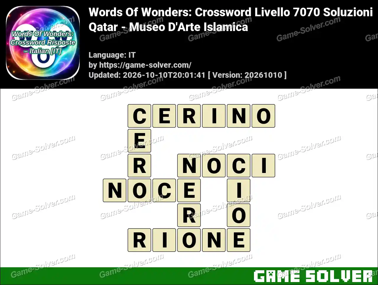 Words Of Wonders: Crossword Livello 7070 Soluzioni – Qatar – Museo D’Arte Islamica